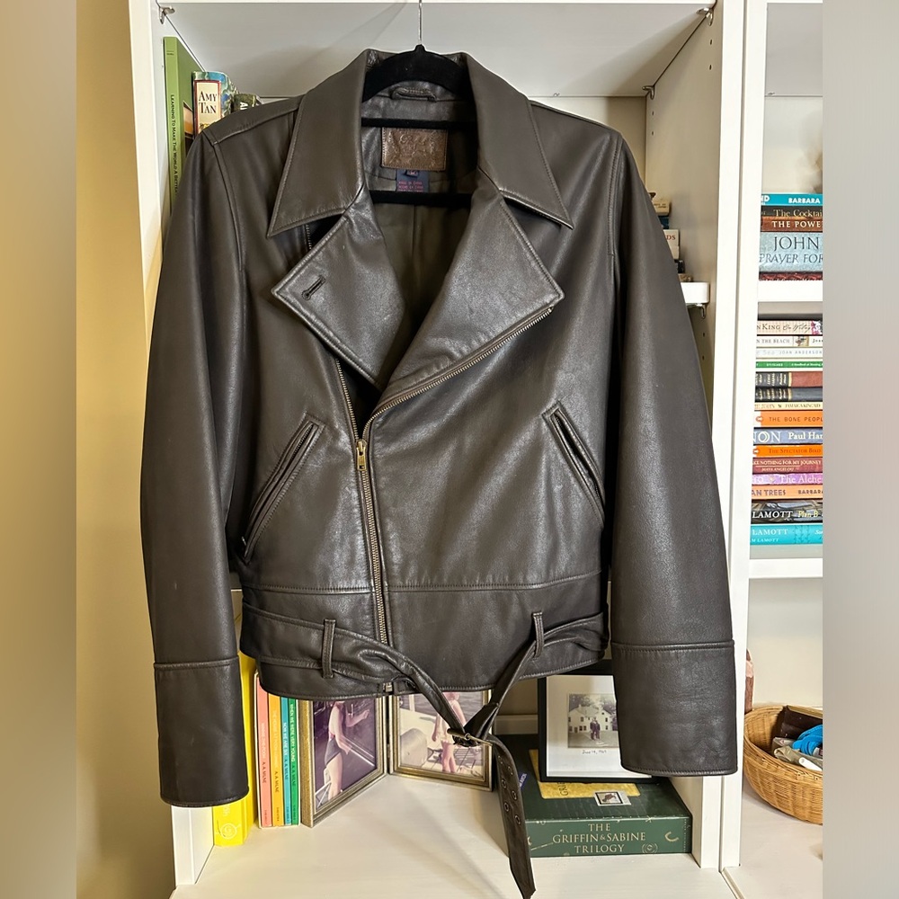 Ralph Lauren Dark Brown Leather Motorcycle Jacket